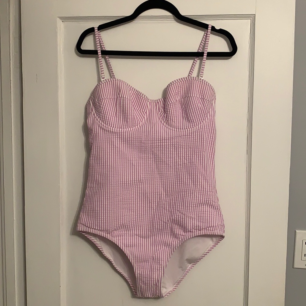 Lavender Seersucker J. Crew Bathing Suit
